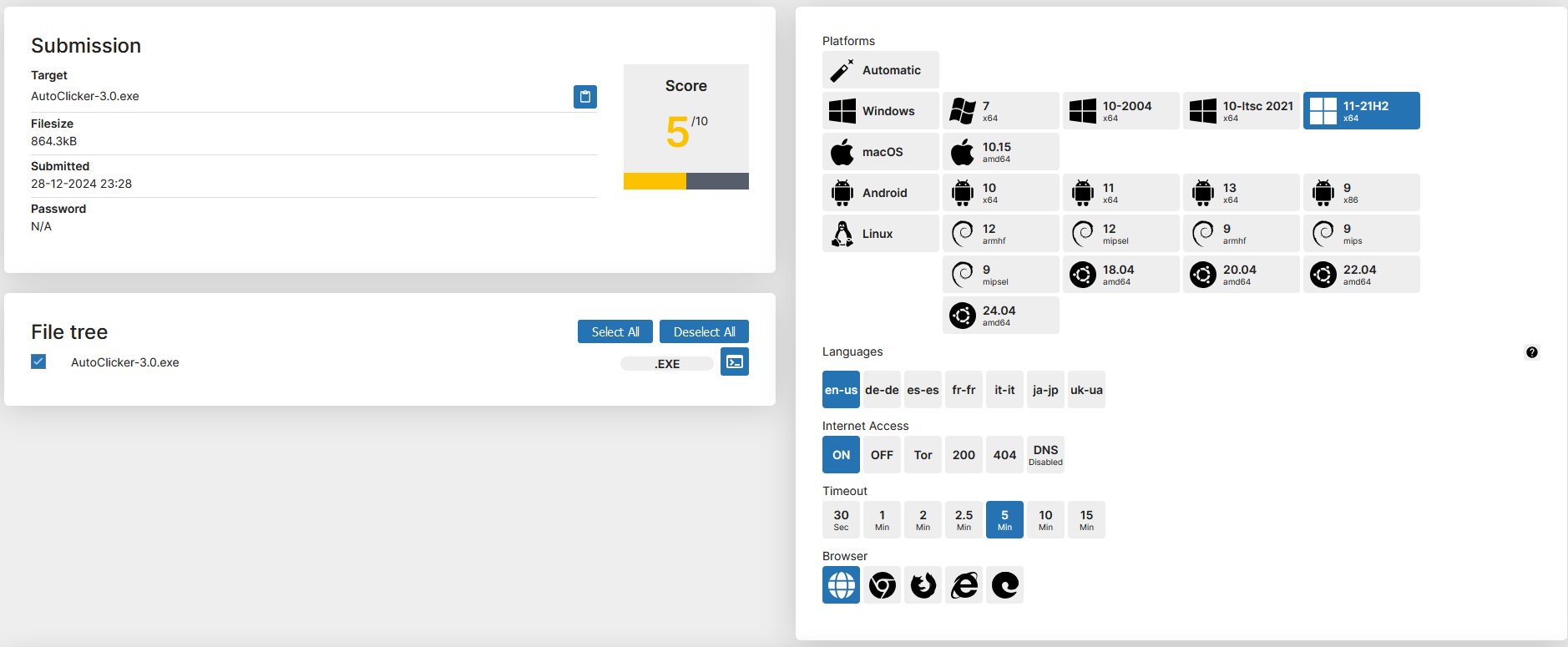 Triage upload page